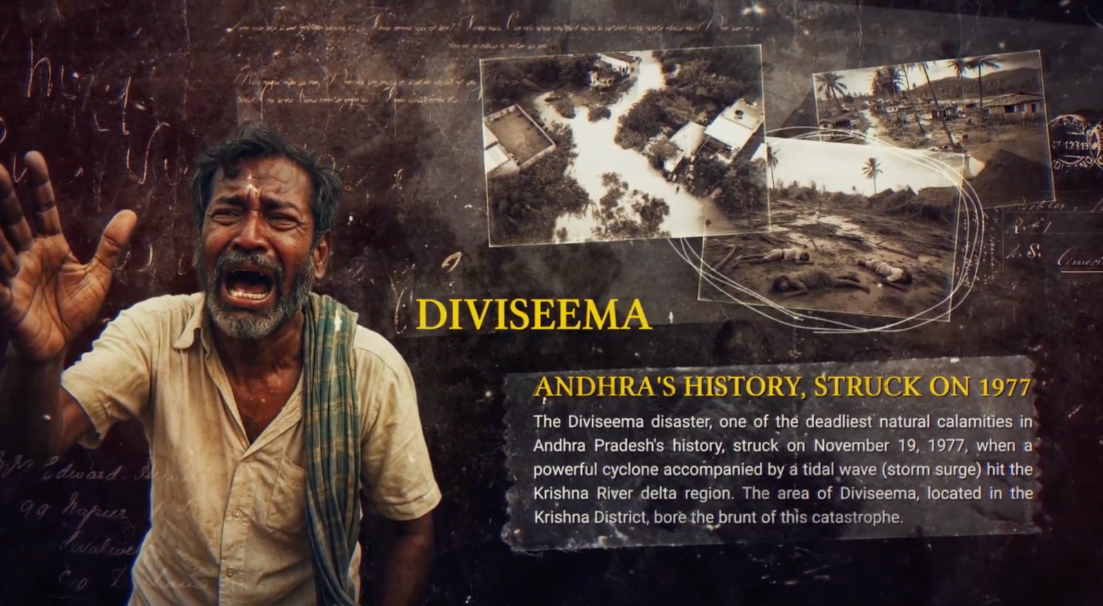 1977 Diviseema Cyclone storm surge damage in Krishna River delta Andhra Pradesh