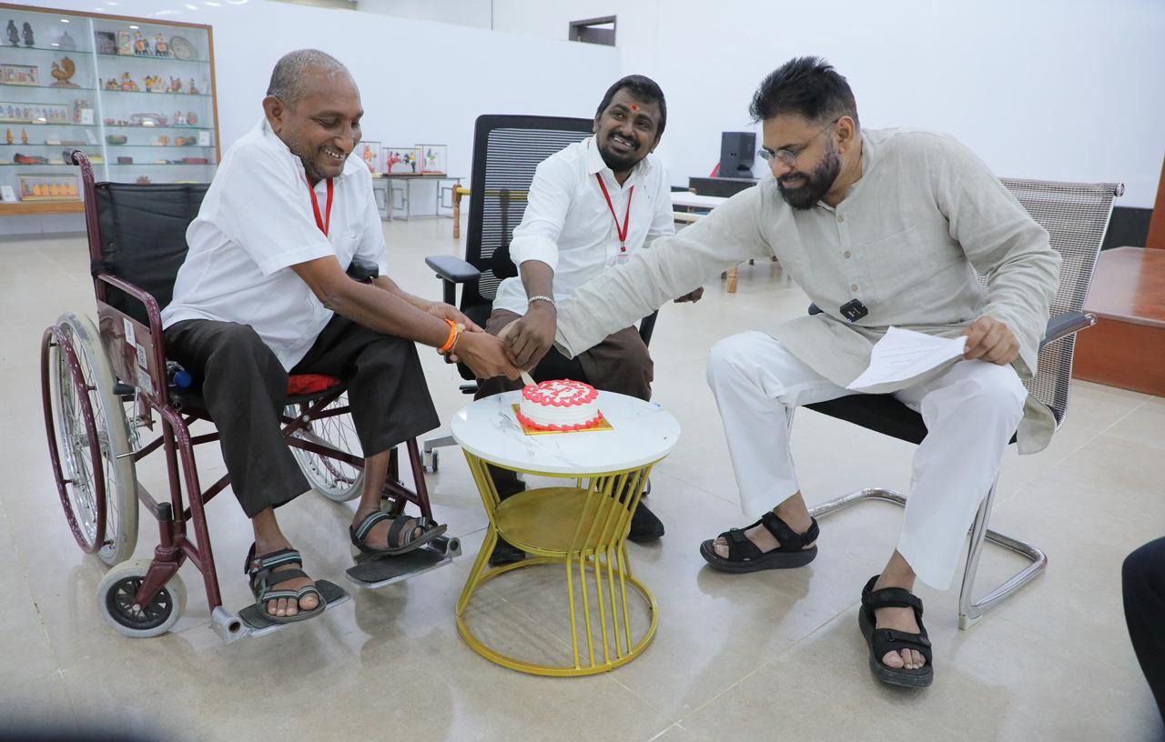 Pawan Kalyan meeting persons with disabilities on International Day