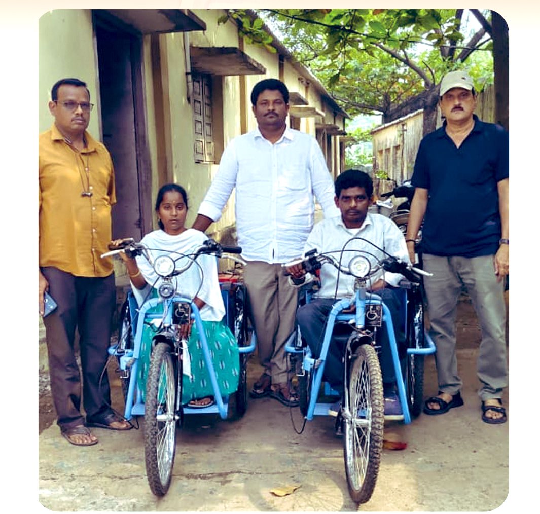 E-tricycles handed over to disabled beneficiaries in Pithapuram