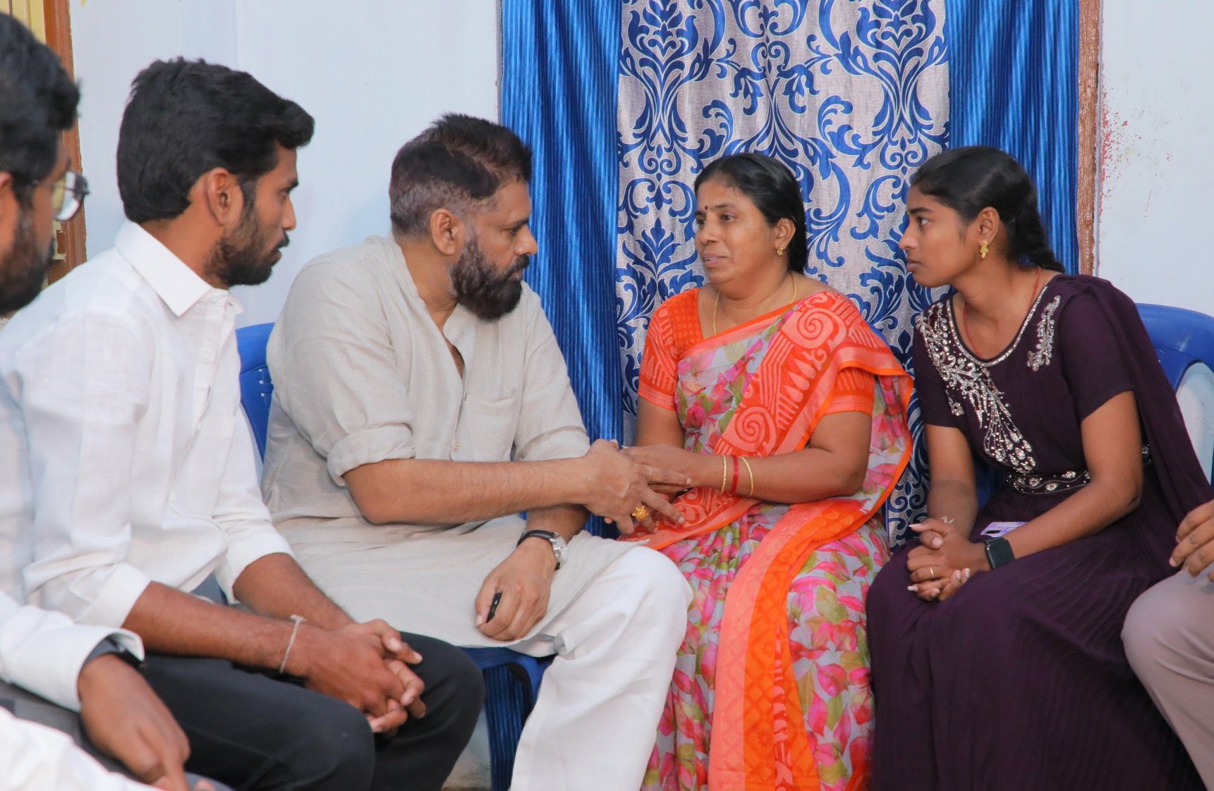 Pawan Kalyan visiting a Janasena activist's home in Chandala village
