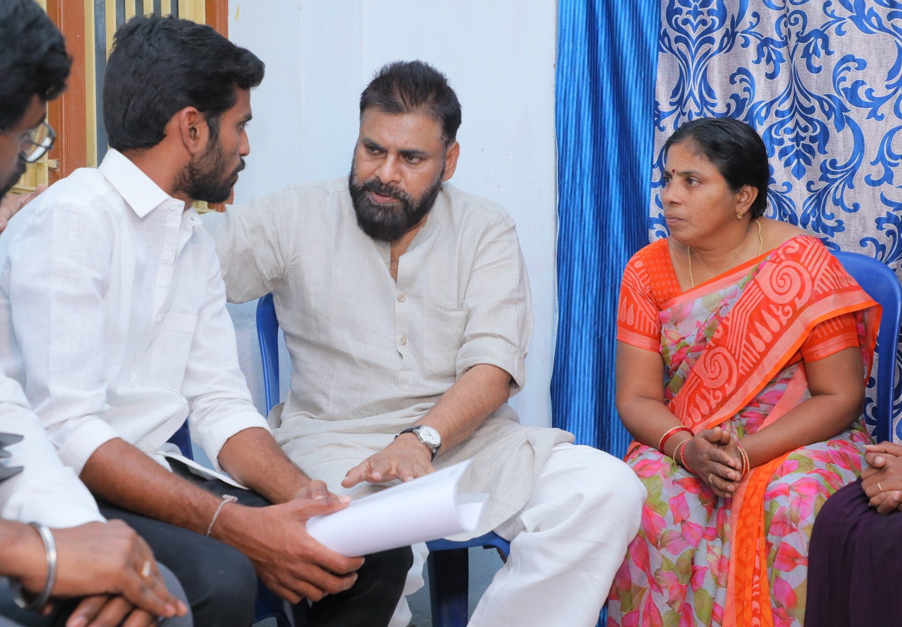 Consoling the bereaved family of the Janasena activist
