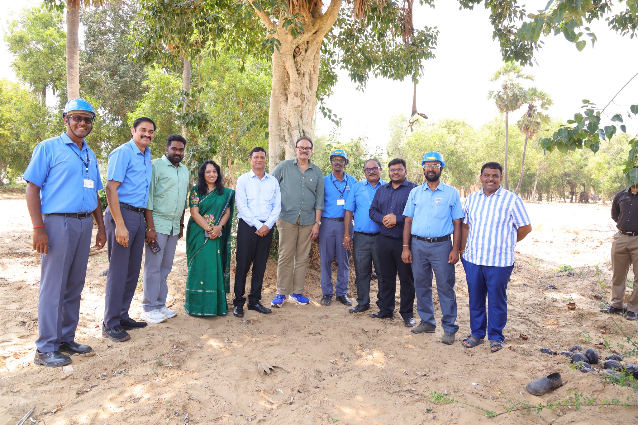 Naga Babu reviewing the greenbelt plantation at Divi's Laboratories, Ontimamidi, Kakinada district