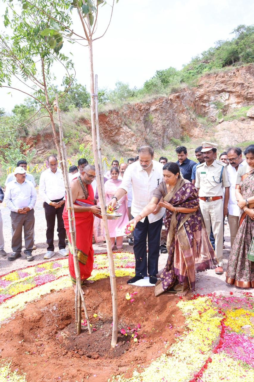 Naga Babu with volunteers at a tree plantation programme in Andhra Pradesh