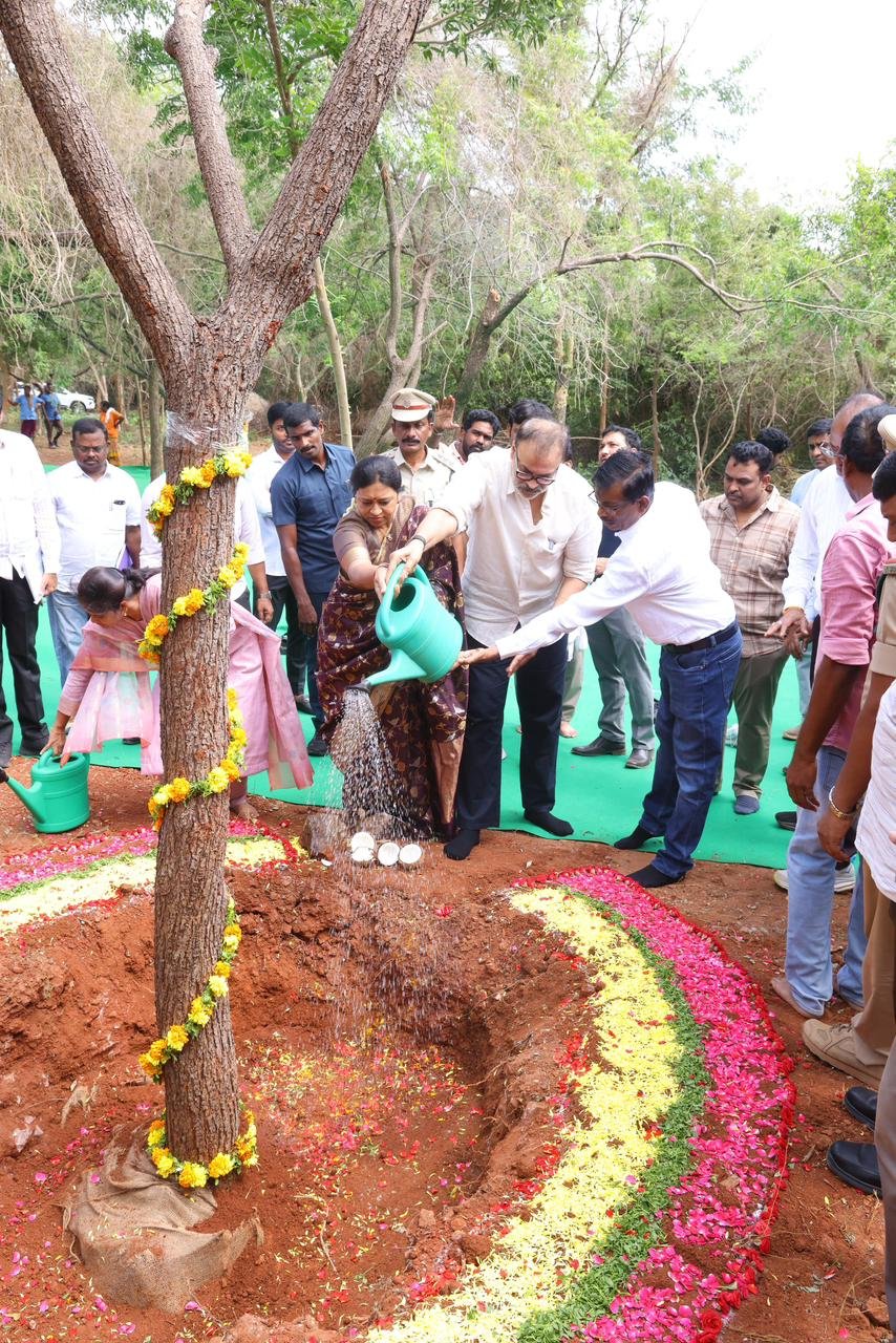 Saplings being planted under the Green Andhra Pradesh initiative led by Naga Babu