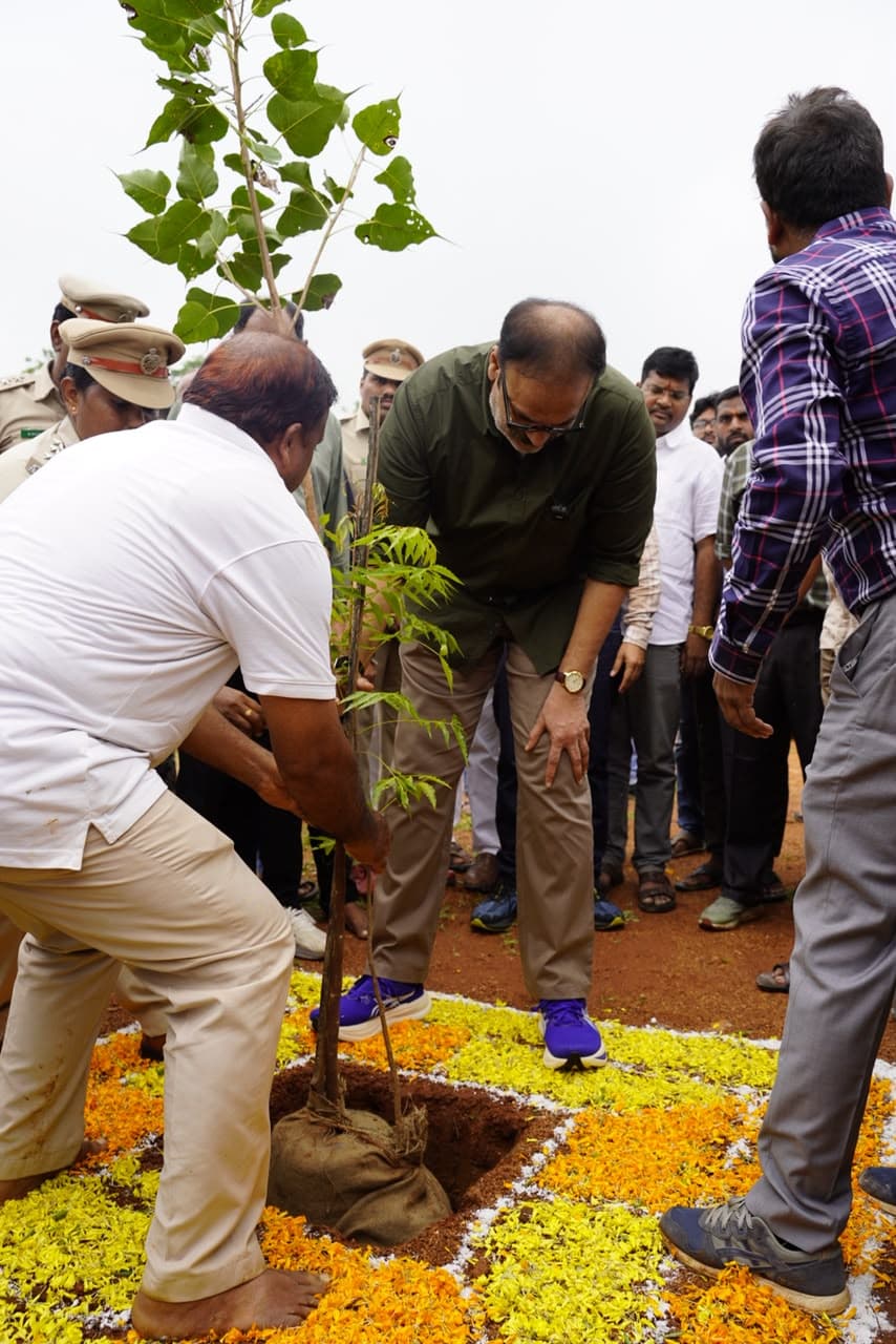 Naga Babu planting a ravi (peepal) sapling in the Gucchi Reserve Forest, Parvathipuram Manyam district