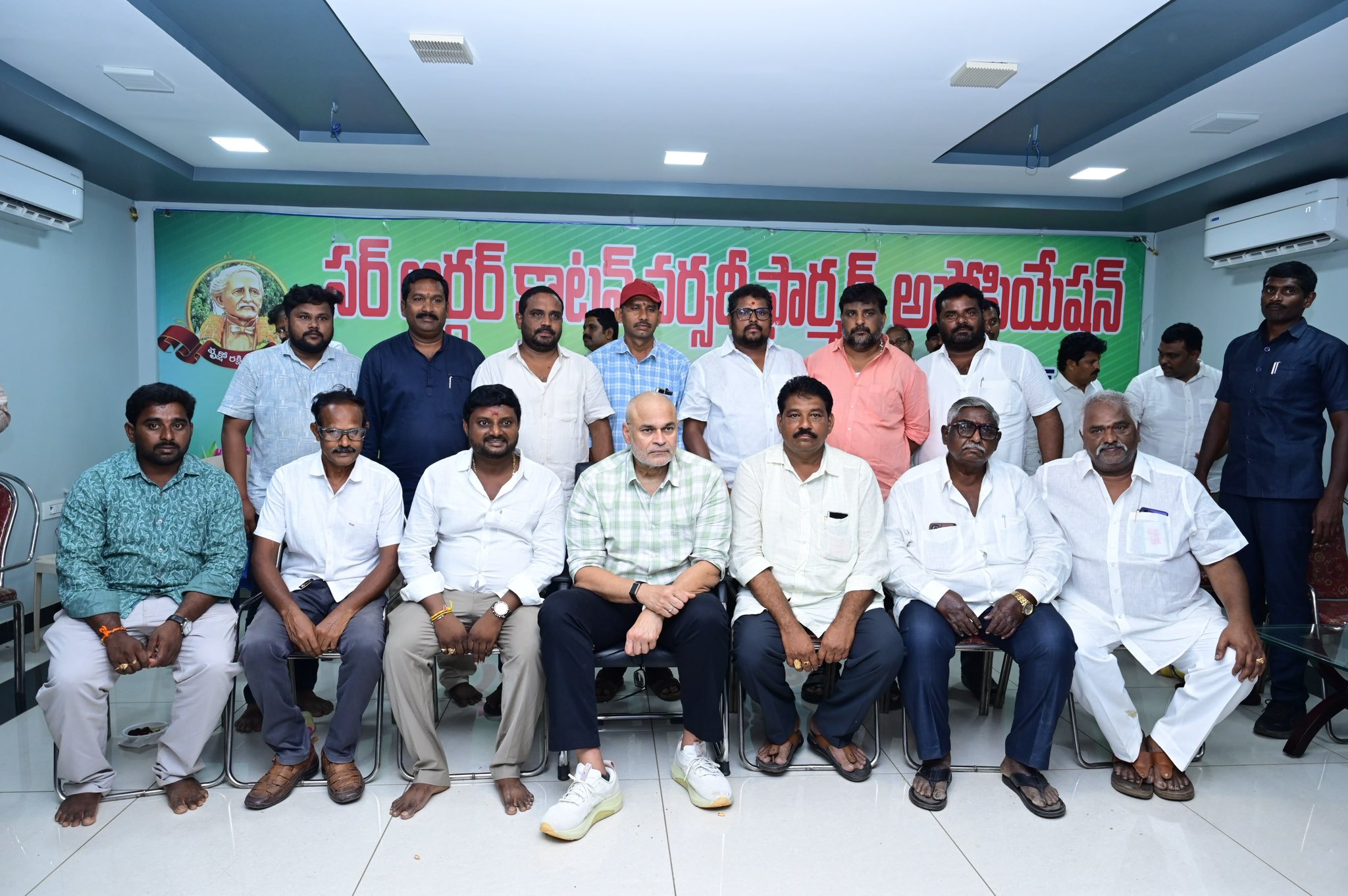 Naga Babu with nursery farmers at Kadiyam discussing the 10 crore plants target for Green Andhra Pradesh 2026-27