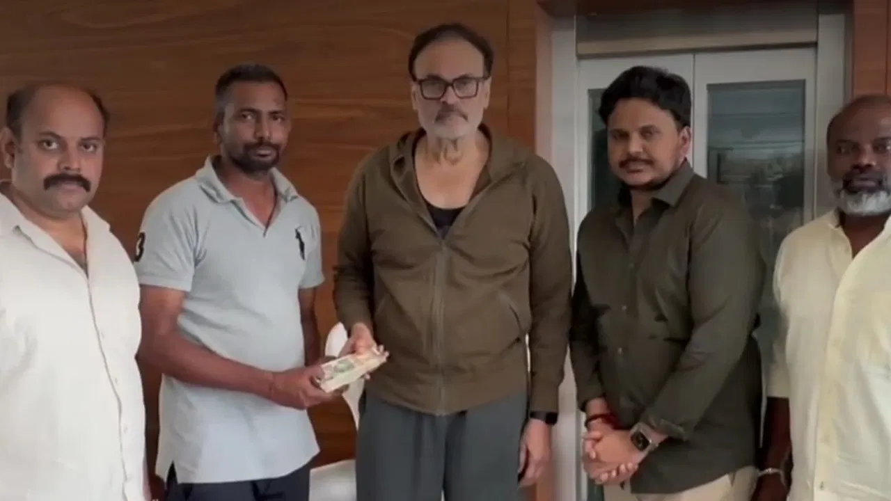 Naga Babu visiting Sriharsh and his family to hand over ₹1 lakh medical support