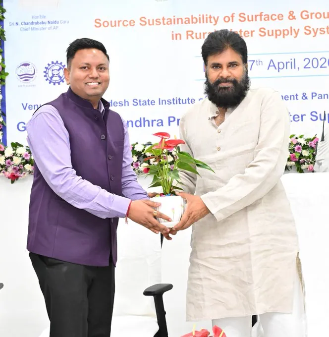 Felicitation at the water sustainability workshop in Vijayawada