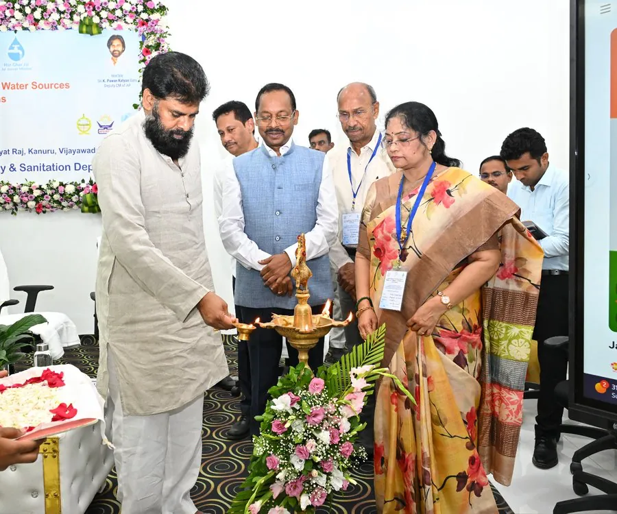 Lamp lighting at the water sustainability workshop in Vijayawada