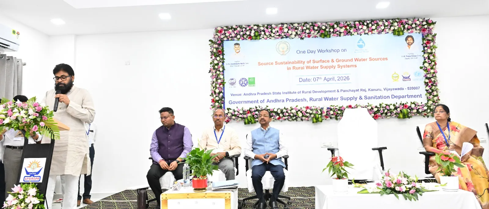 Stage at the Workshop on Source Sustainability of Surface and Ground Water Sources, AP SIRD&PR, Kanuru