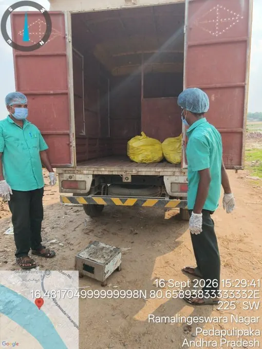 Collected medicines in yellow biomedical waste bags loaded into a vehicle for disposal, 16 September 2026