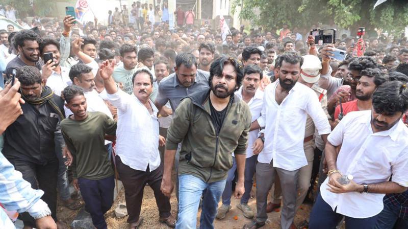 Massive public gathering and support for Pawan Kalyan during the Ippatam village demolition protest in Andhra Pradesh