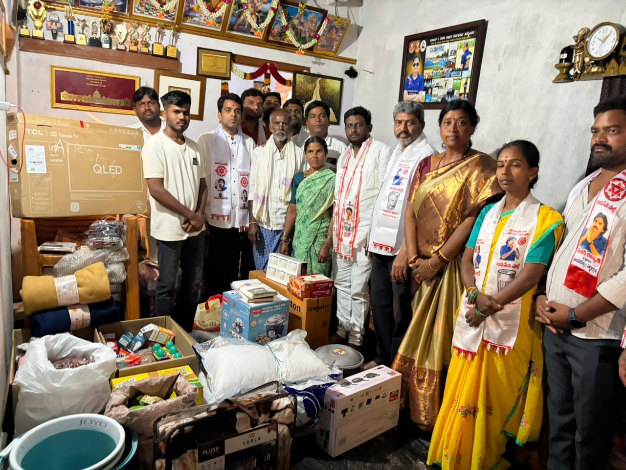 Jana Sena President Pawan Kalyan promising groceries and road infrastructure to Blind Cricket Captain Deepika