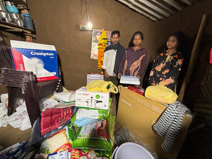 Groceries and relief materials being provided by Pawan Kalyan as part of community support for Karuna